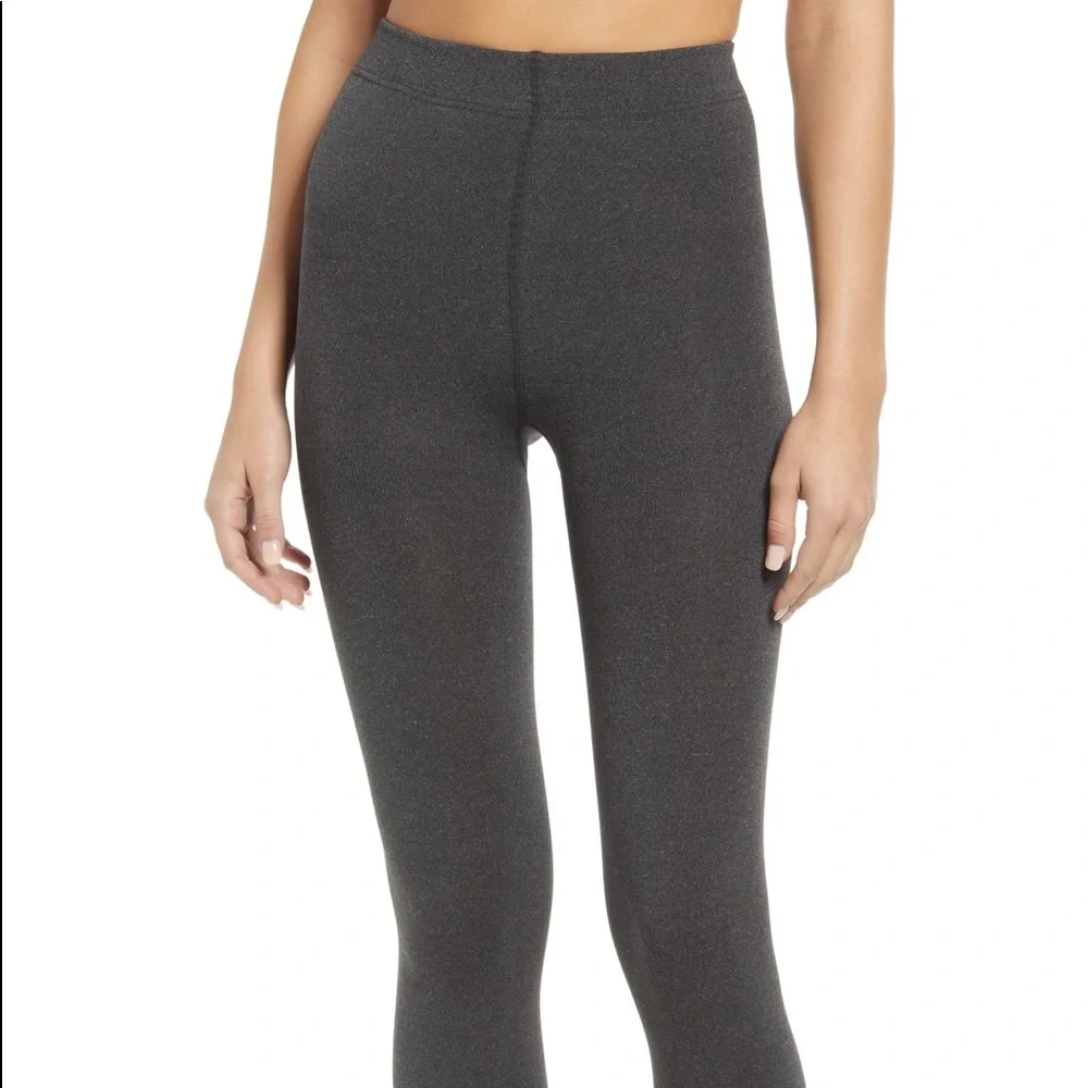 NORDSTROM FLEECE LINED FOOTLESS TIGHTS CHARCOAL GRAY M/L NWT